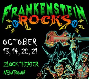 Frankenstein Rocks is a com﻿edic rock musical that explodes onto the stage with all the awesomeness and amperage you would expect from an 80's style hair metal rock concert! Turn on the electrodes, raise the platform and thr﻿ow the swit﻿ch! A storm is brewing and you don't want to miss this hilarious adaptation of Mary Shelley's classic tale! But don't worry, we promise it won't cost you morgue than an arm or a leg! So grab your jumper cables, a shovel, and any body you can because IT'S ALIVE!!